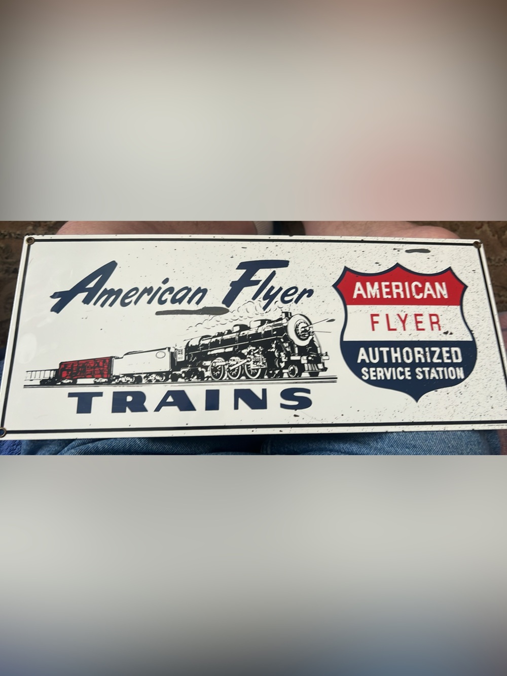 American Flyer Trains Metal Sign - Vintage Style Porcelain Heavy .